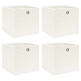 Storage Boxes 4 pcs White 12.6"x12.6"x12.6" Fabric