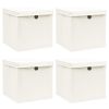 Storage Boxes with Lids 4 pcs White 12.6"x12.6"x12.6" Fabric