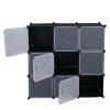 Cube Storage 9-Cube Closet Organizer Storage Shelves Cubes Organizer DIY Closet Cabinet with Doors ,White and Black Color--YS