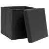 Storage Boxes with Lids 4 pcs Black 12.6"x12.6"x12.6" Fabric