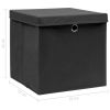 Storage Boxes with Lids 4 pcs Black 12.6"x12.6"x12.6" Fabric