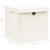 Storage Boxes with Lids 4 pcs White 12.6"x12.6"x12.6" Fabric