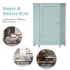 Green Bathroom Cabinet Triangle Corner Storage Cabinet with Adjustable Shelf Modern Style MDF