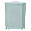 Green Bathroom Cabinet Triangle Corner Storage Cabinet with Adjustable Shelf Modern Style MDF