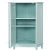 Green Bathroom Cabinet Triangle Corner Storage Cabinet with Adjustable Shelf Modern Style MDF