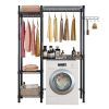 The Washer and Dryer Storage Shelf, Wire Garment Rack Heavy Duty Clothes Rack, Closet Organizer Metal Garment Rack Portable Clothes Hanger Home Shelf