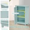 Green Bathroom Cabinet Triangle Corner Storage Cabinet with Adjustable Shelf Modern Style MDF