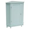 Green Bathroom Cabinet Triangle Corner Storage Cabinet with Adjustable Shelf Modern Style MDF