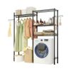 The Washer and Dryer Storage Shelf, , Bathroom Space Saving Rack, Closet Organizer Metal Garment Rack Portable Clothes Hanger Home Shelf