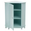 Green Bathroom Cabinet Triangle Corner Storage Cabinet with Adjustable Shelf Modern Style MDF