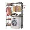 The Washer and Dryer Storage Shelf, Wire Garment Rack Heavy Duty Clothes Rack, Closet Organizer Metal Garment Rack Portable Clothes Hanger Home Shelf