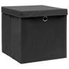 Storage Boxes with Lids 4 pcs Black 12.6"x12.6"x12.6" Fabric