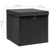 Storage Boxes with Covers 4 pcs 11"x11"x11" Black