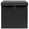 Storage Boxes with Covers 4 pcs 11"x11"x11" Black