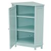 Green Bathroom Cabinet Triangle Corner Storage Cabinet with Adjustable Shelf Modern Style MDF