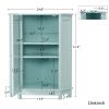 Green Bathroom Cabinet Triangle Corner Storage Cabinet with Adjustable Shelf Modern Style MDF