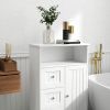 Modern White Bathroom Standing Storage Cabinet with 3 Drawers and 1 Door