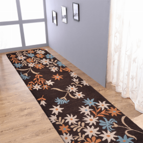 Rugsotic Carpets Hand Tufted Wool Runner Area Rug Floral (Color: Brown2, size: 2'6"x8')