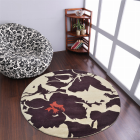 Rugsotic Carpets Hand Tufted Wool Round Area Rug Floral (Color: Beige Brown, size: 6'x6')