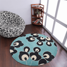 Rugsotic Carpets Hand Tufted Wool Round Area Rug Floral (Color: Blue2, size: 8'x8')