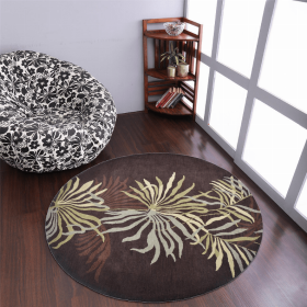 Rugsotic Carpets Hand Tufted Wool Round Area Rug Floral (Color: Brown2, size: 8'x8')