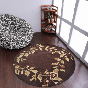 Rugsotic Carpets Hand Tufted Wool Round Area Rug Floral (Color: Brown3, size: 8'x8')