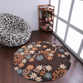 Rugsotic Carpets Hand Tufted Wool Round Area Rug Floral (Color: Brown4, size: 8'x8')