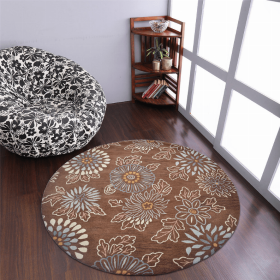 Rugsotic Carpets Hand Tufted Wool Round Area Rug Floral (Color: Brown5, size: 8'x8')