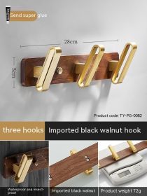 Light Luxury Solid Wood Clothes Hook Wall-mounted Aluminum Alloy (Option: Brushed Gold 3 Hooks)