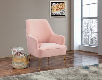 Rebecca Leisure Chair (Color: Pink with Gold Legs)