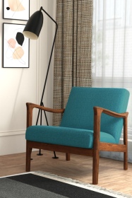 Zephyr Lounge Chair (Color: Medium Brown-Turquoise)