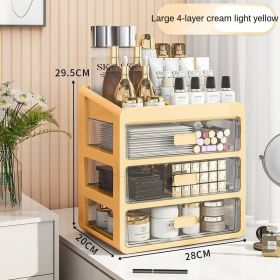 Desktop Transparent Drawer Cosmetic Storage Box (Option: Light yellow large 4layers)