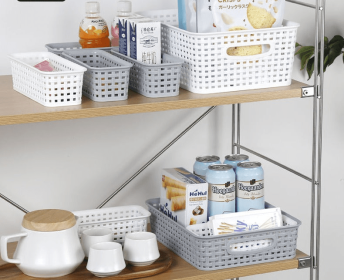 Organizer Storage Wicker Plastic Woven Baskets (size: 9"X4"X2.7")