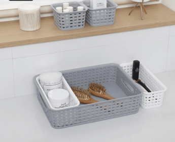 Organizer Storage Wicker Plastic Woven Baskets (size: 13"X9"X2.8")