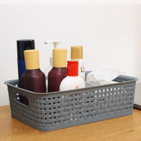 Woven plastic Home storage baskets (Color: Dark Gray)