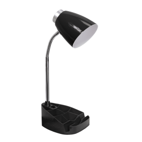 Creekwood Home Flexible Gooseneck Organizer Desk Lamp with Phone/iPad/Tablet Stand for Office, Bedroom, Study, Bedroom, Library (Color: Black, size: 18.5")