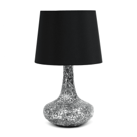 Creekwood Home Patchwork Crystal Glass Table Lamp for Living Room, Bedroom, Study, Office, Entryway, Reading Nook (Color: Black, size: 14.17")