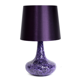 Creekwood Home Patchwork Crystal Glass Table Lamp for Living Room, Bedroom, Study, Office, Entryway, Reading Nook (Color: Purple, size: 14.17")