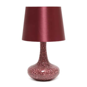 Creekwood Home Patchwork Crystal Glass Table Lamp for Living Room, Bedroom, Study, Office, Entryway, Reading Nook (Color: Red, size: 14.17")