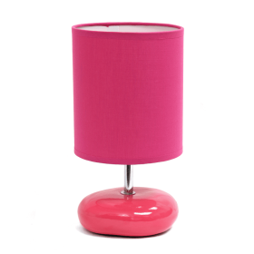 Creekwood Home Traditional Mini Round Rock Table Lamp for Nursery, Study, Bookshelf, Office, Nightstand, Living Room (Color: Pink, size: 10.24")