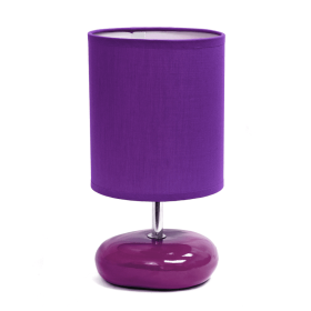 Creekwood Home Traditional Mini Round Rock Table Lamp for Nursery, Study, Bookshelf, Office, Nightstand, Living Room (Color: Purple, size: 10.24")