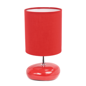 Creekwood Home Traditional Mini Round Rock Table Lamp for Nursery, Study, Bookshelf, Office, Nightstand, Living Room (Color: Red, size: 10.24")