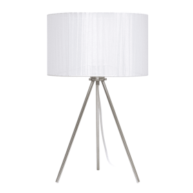 Creekwood Home Contemporary Brushed Nickel Pedestal Table Lamp for Bedroom, Living Room, Dining Room, Office, Entryway (Color: White Shade, size: 19.69")