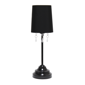 Creekwood Home Contemporary Crystal Droplet Table Lamp for Bedroom, Living Room, Dining Room, Office, Entryway (Color: Black, size: 17.25")