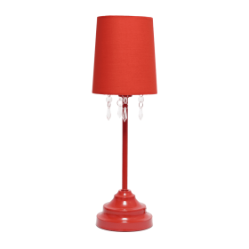 Creekwood Home Contemporary Crystal Droplet Table Lamp for Bedroom, Living Room, Dining Room, Office, Entryway (Color: Red, size: 17.25")