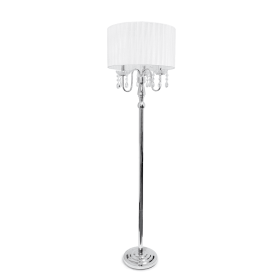 Lalia Home Glamorous Chrome Cascading Crystal Floor Lamp for Living Room, Dining Room, Entryway, Office, Bedroom (Color: White Shade, size: 62")