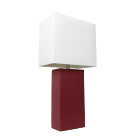 Lalia Home Lexington Leather Base Modern Home Decor Bedside Table Lamp (Color: Red, size: 21")