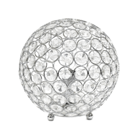 Lalia Home Elipse Medium Contemporary Metal Crystal Round Sphere Glamourous Orb Table Lamp (Color: Chrome, size: 8")