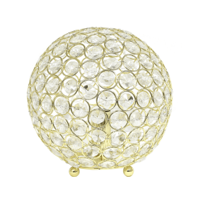 Lalia Home Elipse Medium Contemporary Metal Crystal Round Sphere Glamourous Orb Table Lamp (Color: Gold, size: 8")