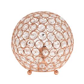 Lalia Home Elipse Medium Contemporary Metal Crystal Round Sphere Glamourous Orb Table Lamp (Color: Rose Gold, size: 8")